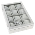 thumbnail image 4 of Organizador de joyas con 12 almohadas, estuche de almacenamiento para anillos y pendientes Gris, 4 of 9
