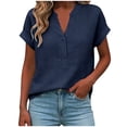 thumbnail image 5 of Dxzfnsa Womens Linen Shirts Short Sleeve Button Down Shirts Casual Vacation Beach Summer Tops Cowgirl Western Concert Outfits S-2XL, 5 of 7