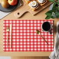 thumbnail image 2 of Red Placemats Set of 6, Country French Rustic Buffalo Plaid Modern Art Placemats for Dining Table, Place Mats for Kitchen Tabletop, Waterproof Wipeable Dining Table Mats Set, 2 of 9