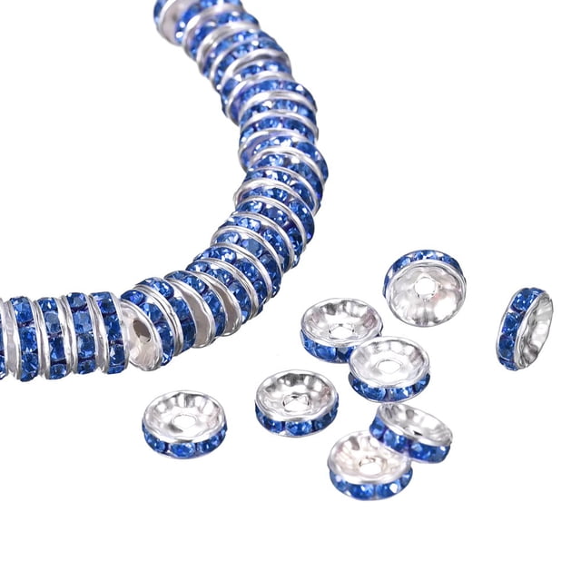 CHOK 200Pack 6mm Rondelle Spacer Beads Silver Plated Rhinestone Spacer Beads for Jewelry Making Supplies Gold White