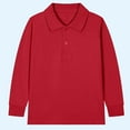 thumbnail image 2 of zbxnLI Girls Boys School Uniform Long Sleeve Golf Shirts Button Closure Collared Tops 2-15 Years, 2 of 3