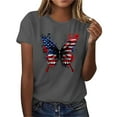 thumbnail image 4 of Womens 4Th Of July Summer Tops for Womens，Summer American Flag Printed T-Shirt Round Neck Tee Short Sleeve Top Retro Dressy Tee Shirts Vacation Beach Party Tunics Blouses 2025 Summer, 4 of 7