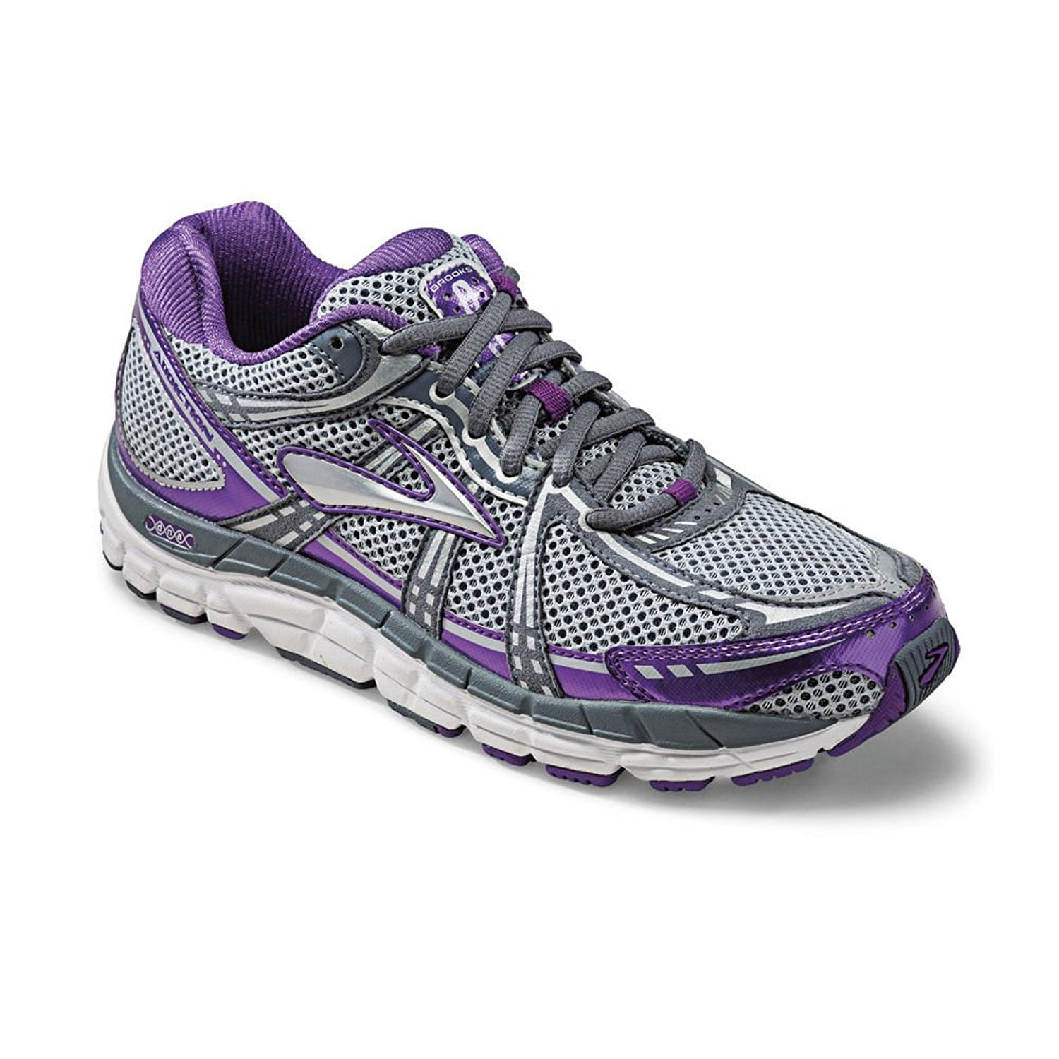 Brooks Women's Addiction 11 Running Shoe, Grey/Purple, 5.5 D(WIDE) US