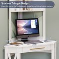 thumbnail image 6 of BELLEZE Corner Desk with Hutch, Compact Home Office Desk with Display Shelf and Drawer, Space Saving Writing Desk with Charge Outlets and LED Lights for Living room, Bedroom - Tate (White), 6 of 7