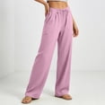 thumbnail image 4 of KIHOUT Women's Wide Leg Pants Drawstring Elastic Waist Loose Fit Casual Trousers with Side Pockets Lightweight Beach Vacation Pants for Summer, 4 of 9