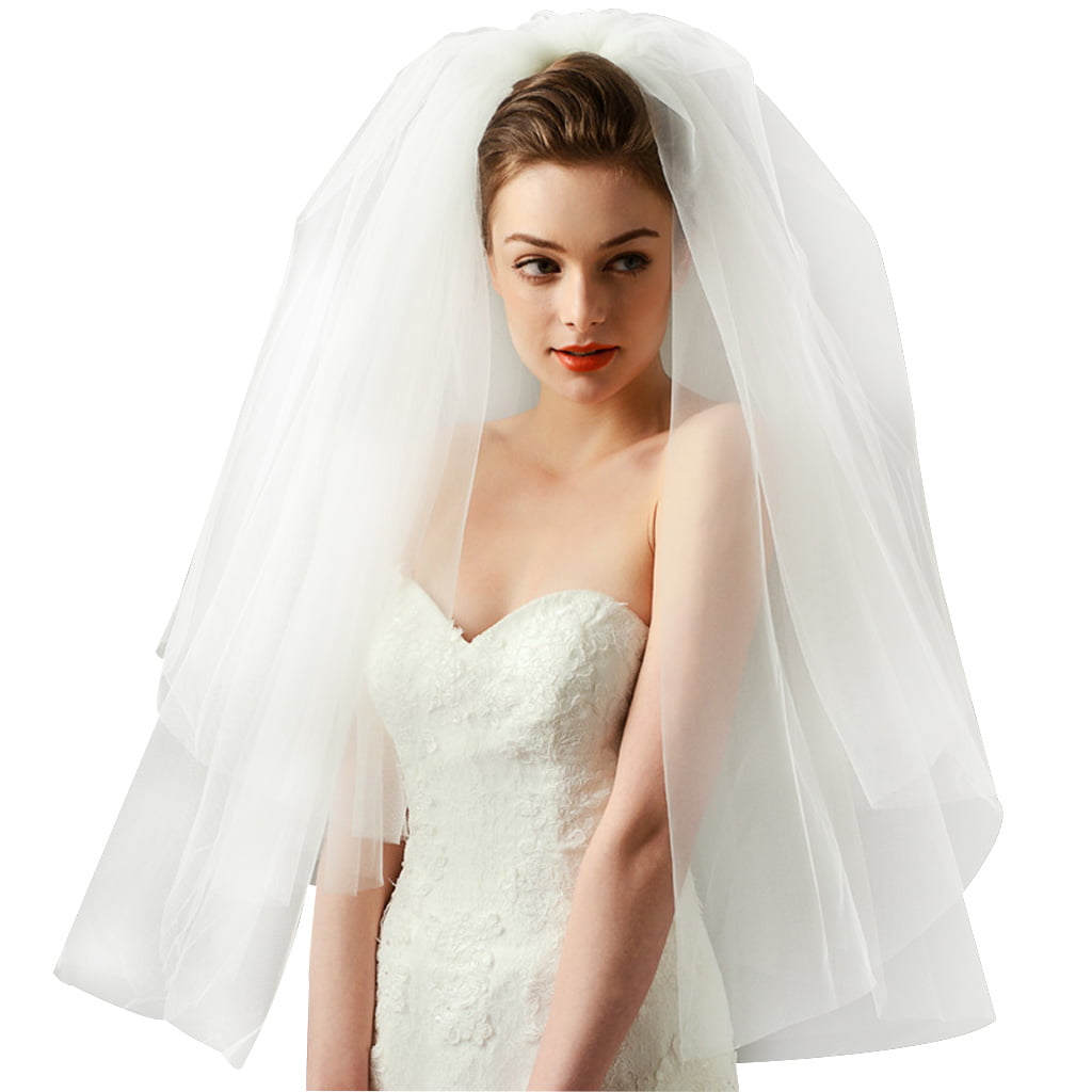 Layers Wedding Bridal Veil Lace White/Ivory Cathedral Length Birdcag Edge Bride 