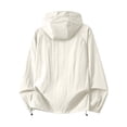 thumbnail image 4 of GrmtClth Men's Hooded Windbreaker Jacket, Lightweight Full Zip Up Rain Jacket with Pockets, Water-Resistant Casual Outerwear Sun Protection Clothing Beige XL, 4 of 5