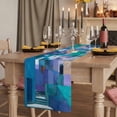 thumbnail image 2 of Table Runners 72 Inches Long Dress Scarves, Abstract Blue Farmhouse Kitchen/Dining Table Runner, Coffee Tablerunners, Painting Buildings Geometric Color Block 16x72 Inch, 2 of 9