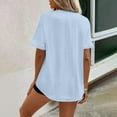 thumbnail image 5 of Women's Summer Solid Color V Neck Loose Fit Business Casual Short Sleeve Linen Shirt Womens Long Sleeve Layering Shirt Long Sleeve Layering T Long Sleeve Undershirts for Women Shirts Women for Striped, 5 of 8