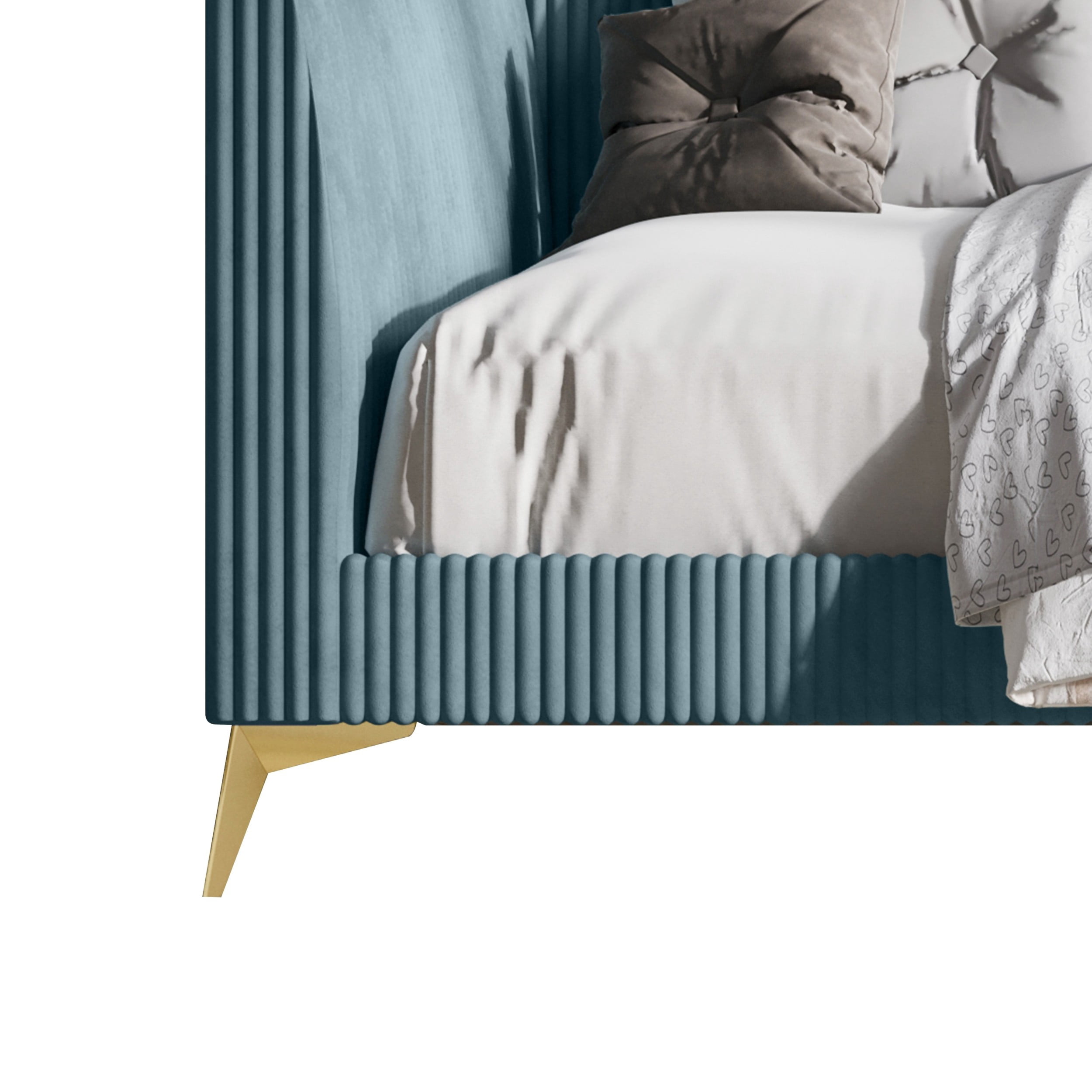 Home Design Elsie Twin Daybed with Corduroy Velvet Upholstery, Vertically Stitched Tufting, Stylish and Versatile Seating or Sleeping Solution, Blue