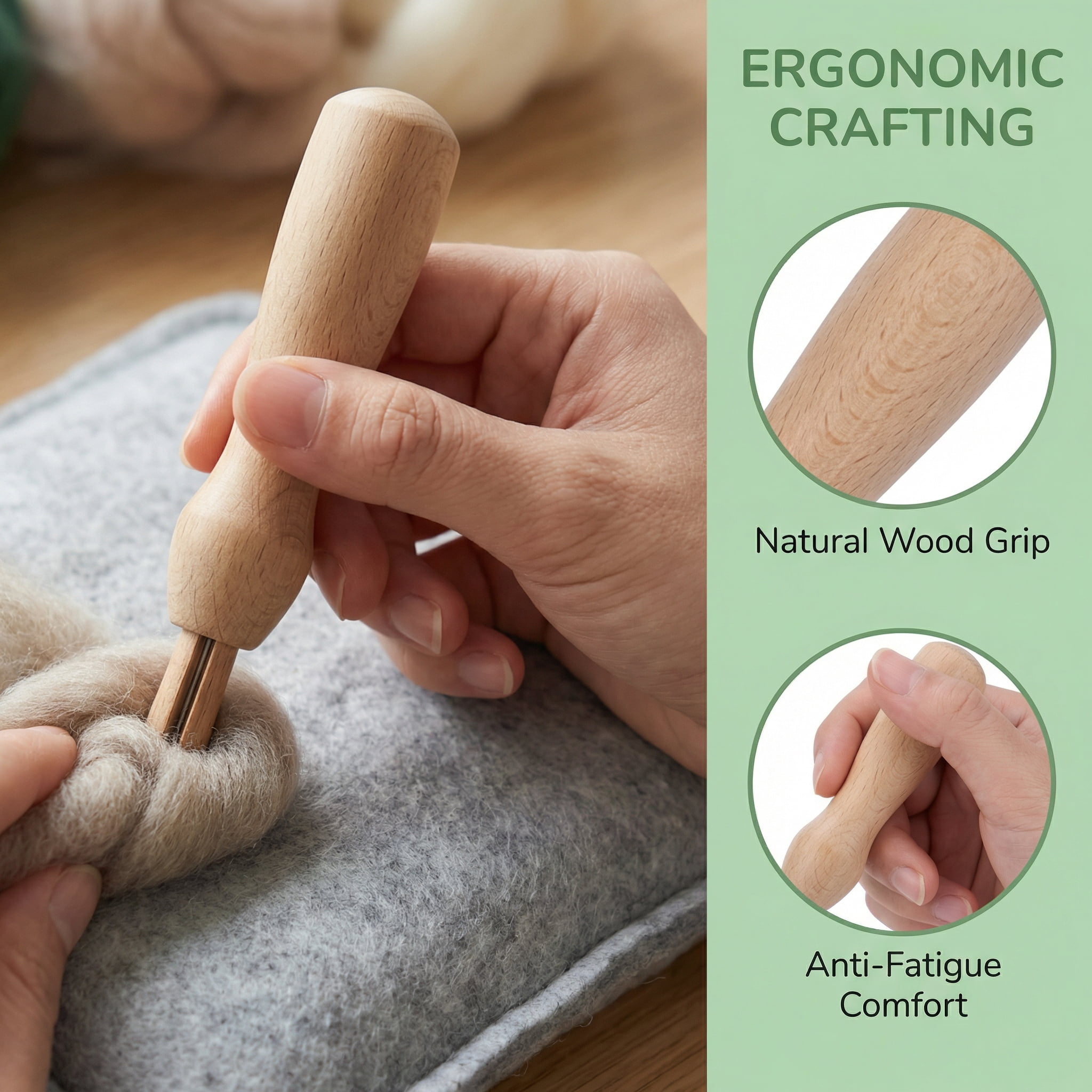 Needle Felting Kit for Beginners - 50 Colors Soft Wool Roving with Complete Tools Set (Felting Needles, Foam Mat, Finger Guards, Wooden Handles) DIY Craft Supplies
