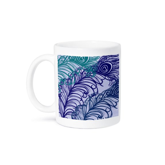 3dRose Pretty Peacock Feathers - Birds - Art - Ceramic Mug, 15-ounce