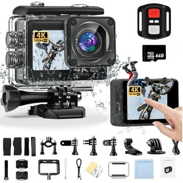 Action Camera, 30M Waterproof Camera 170° Wide Angle EIS Stabilization WiFi Adjustable Wide Angle Helmet Camera,  4K 20MP Sports Video Camera WiFi with Touch Screen Dual Screen