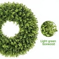 thumbnail image 5 of 18 Inch Spring Wreaths Boxwood Wreath for Front Door Artificial Green Wreath for Farmhouse Wedding Porch Wall Outdoor Indoor Decorations, 5 of 7