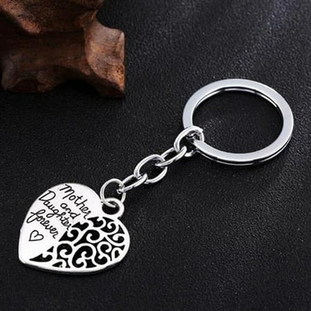 Mom Keychain - Girl12Queen Mother and Daughter Forever Hollow Heart Key Ring Mother's Day Gift Keychain