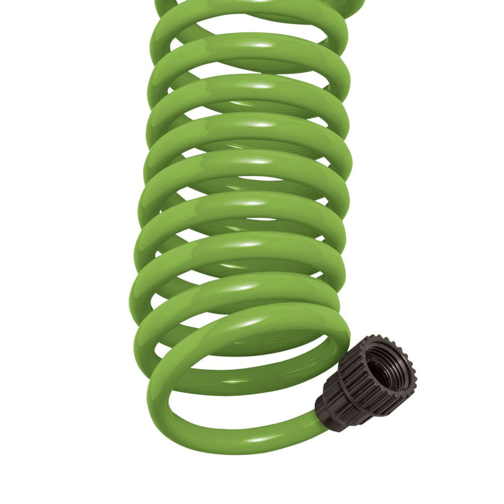 Orbit 25 Foot Green Coil Garden Hose with ABS Threads and 8 Spray