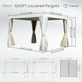 thumbnail image 3 of Domi Outdoor Living 10' x 12' Aluminum Louvered Pergola, Adjustable Roof Louvers, All-Aluminum Frame with Built-In Gutter System for Deck, Garden, or Backyard, White, 3 of 8