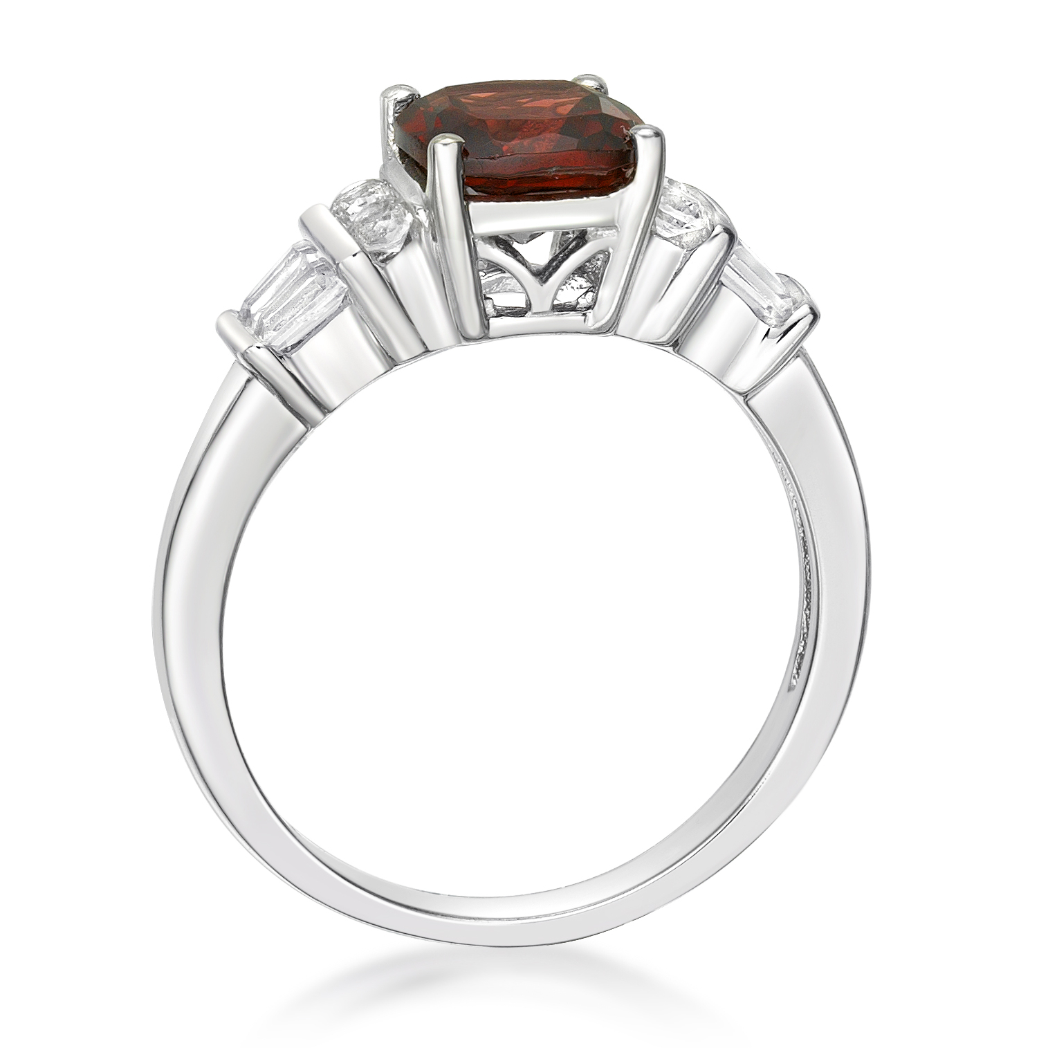 Jay Heart Designs 925 Sterling Silver Genuine Garnet and Created White Sapphire Ring