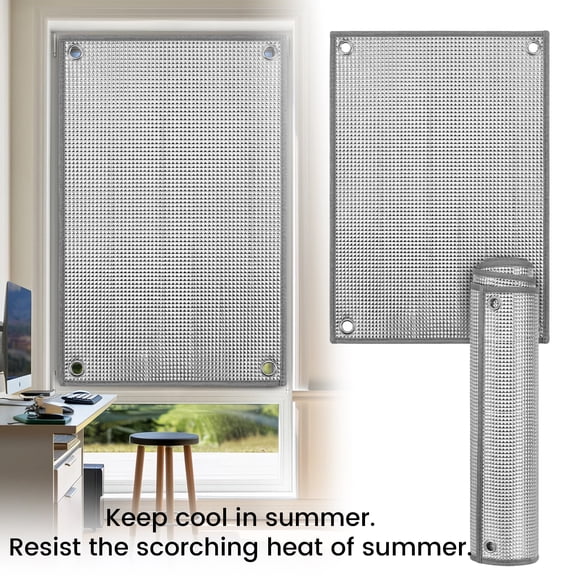 LUOBENSTAR Gray Trimmed Blackout Window Film Sunscreen Heat Insulation Foil with Suction Cups for Apartment and RV Sun Blocking, 20x20 Inch