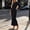 Black, variant on Qulqfy Womens Summer Dresses Boho Maxi Solid Casual Long Sleeve Wedding Guest Scoop Neck Flowy Corset Black Ruched Beach Long Dresses L