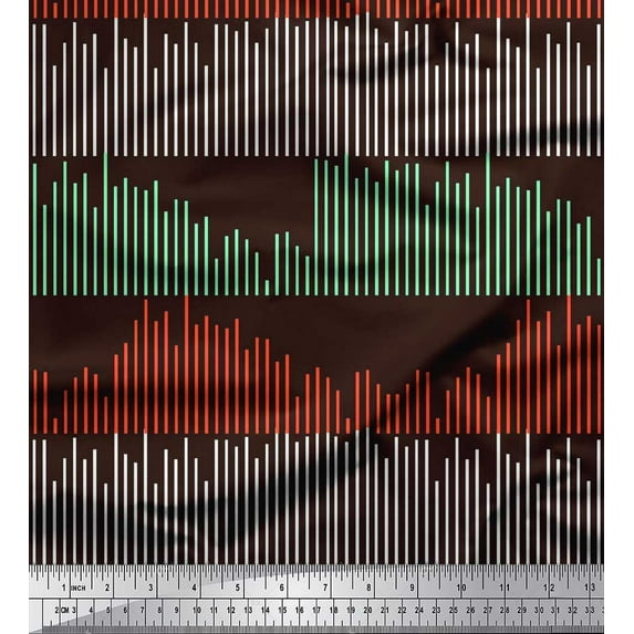 Soimoi Georgette Viscose Fabric Musical Sound Wave Lines Shirting Print Sewing Fabric Yard 42 Inch Wide