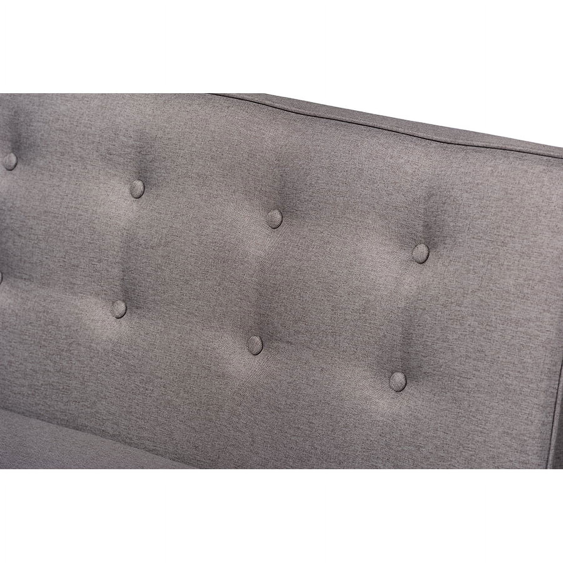 Baxton Studio Arvid Mid-Century Modern Gray Fabric Upholstered 2-Piece Wood Dining Corner Sofa Bench
