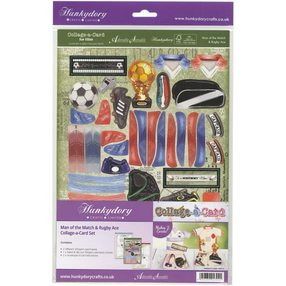 Hunkydory For Him A4 Collage-a-card Luxury Card Set-man Of The Match & Rugby Ace
