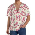 thumbnail image 1 of Fotbe Bow With Sugar Skull Camisa Estampada de Manga Corta para Hombre, Casual de Verano, Estilo Playero, Sin Arrugas-3X-Large, 1 of 5