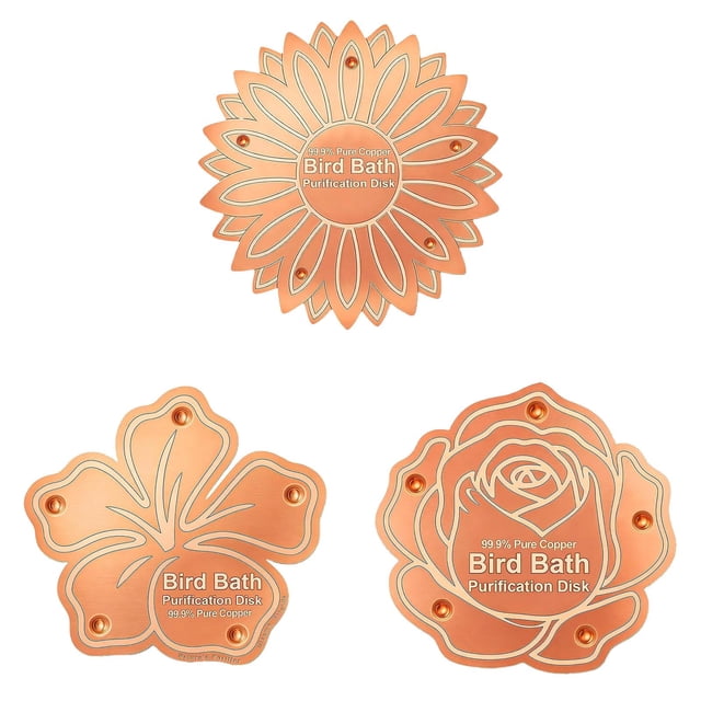 3PCS Bird Bath Purification Disk Pure Copper Outside Winter Solar Powerful Birdbath Wild Bird Pedestal Cleaner Humming Feeder Cage Dispenser Heater Ground Garden Lover Women Gift