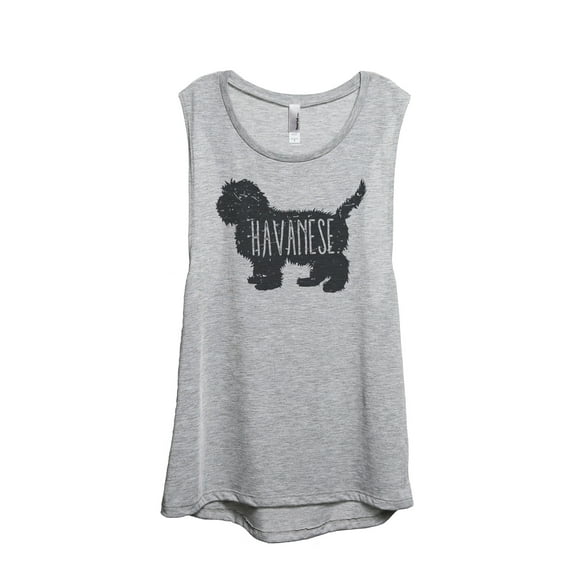 Thread Tank Havanese Dog Silhouette Women's Sleeveless Muscle Tank Top Sport Grey Medium