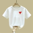 thumbnail image 4 of WMTBSRSW Girls Cute Heart Print Graphic Tee Summer Round Neck Basic T Shirts Short Sleeve Shirts White 3-4 Years, 4 of 6