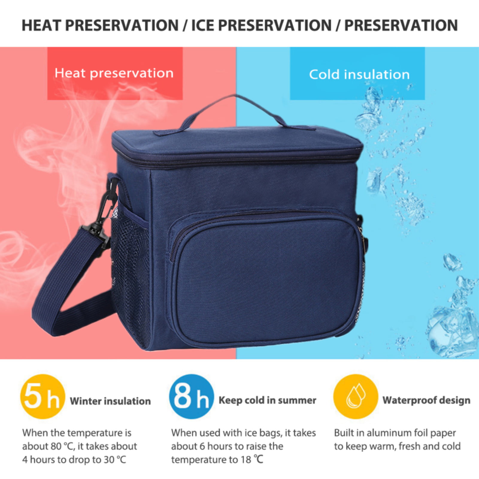 HomChum Insulated Lunch Dinner Bag for Women/Men - Reusable Lunch Box for  Office Work School Picnic Beach - Leakproof Cooler Tote Bag Freezable with  Adjustable Shoulder Strap - 10L 