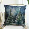 thumbnail image 7 of Farmhouse Throw Pillows Let It Snow Watercolor Christmas Pine Trees Pillows 18"x18" Rustic Style Natural Forest Fog Print Linen Cushion Case Outdoor Home Decoration Cushion Case for Sofa Couch, 7 of 7