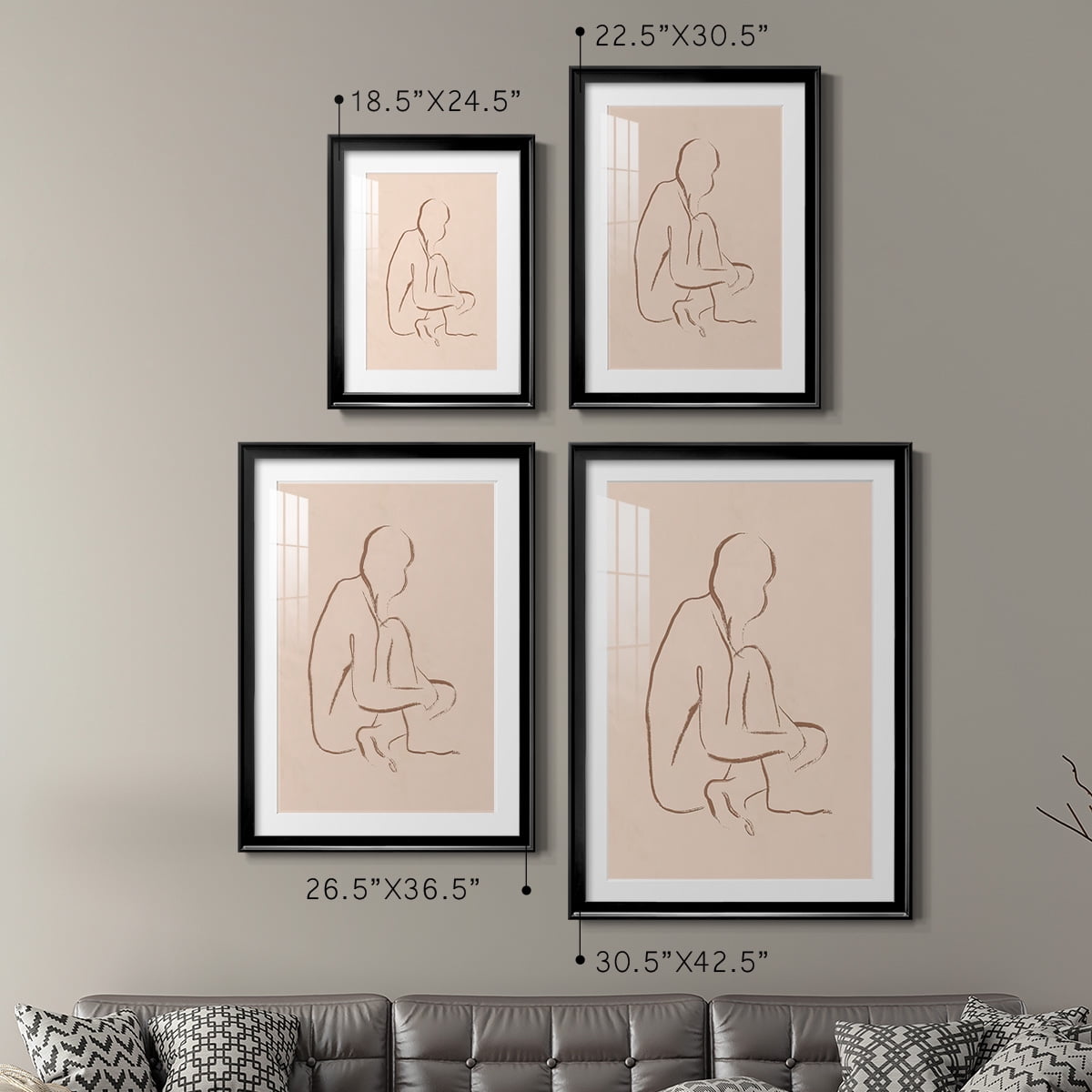 Wexford Home Sketched Pose I Premium Framed Print, 26.5" x 36.5" - Ready to Hang, Black (Set of 2)