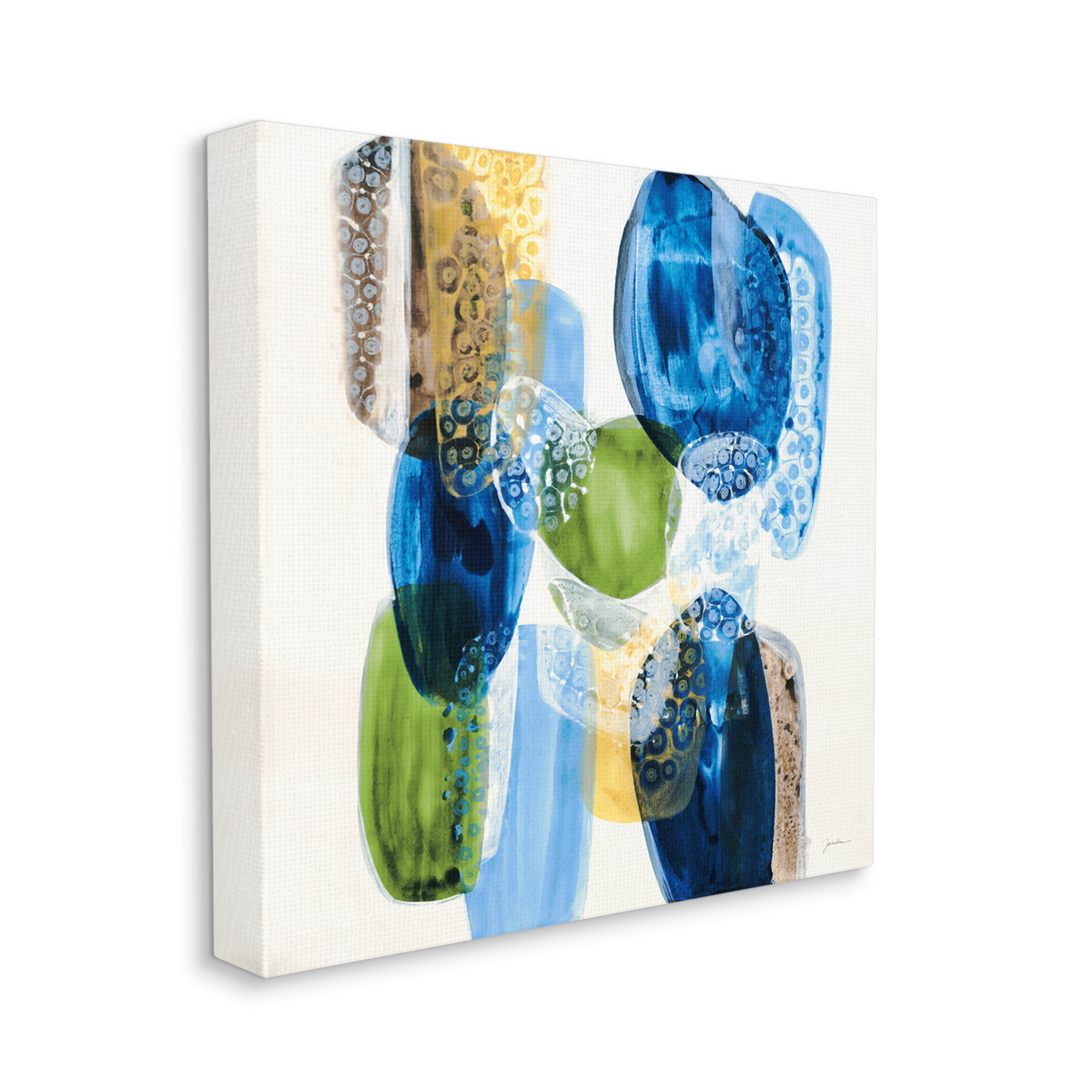 Stupell Industries Blue Modern Abstract Rocks Abstract Painting Gallery Wrapped Canvas Print Wall Art, 30 x 30