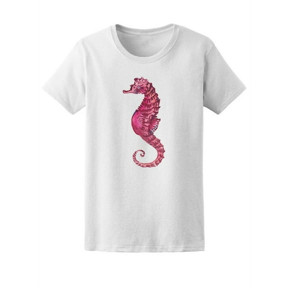 Cool Pink Watercolor Seahorse T-Shirt Women -Image by Shutterstock, Female Large