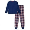 Sleep On It Boys 2-Piece Brushed Jersey Plaid Pajama Sets, Navy, Purple & Red Pajama Sets for Boys, Size L (12/14)