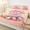 thumbnail image 4 of Erosebridal Kids Easter Eggs Queen Sheet Sets 4 Pieces,Boys Girls Stripes Bowknot Bed Set,Lightweight Room Decor, 4 of 5