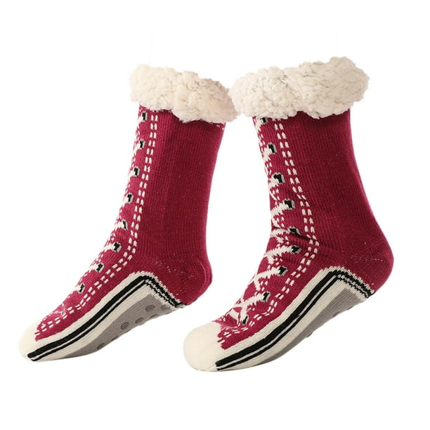 Calcetines de invierno para suelo: calcetines forrados de forro polar extra gruesos para mujeres y hombres, calcetines antideslizantes cálidos para suelos fríos