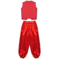 thumbnail image 4 of Doomiva Kids Boys Toad Costume Arabian Prince Outfits 2-Piece Satiny Vest And Bloomer Pants Set Burgundy 12, 4 of 5