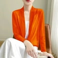 thumbnail image 5 of Jackets For Women Long Sleeve Ice Silk Knit V Neck Cardigan with Skirt, Orange , Size XL-7XL, 5 of 5