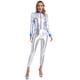 thumbnail image 5 of Traje de astronauta galáctico para mujer, mono con cremallera frontal, mono de astronauta metálico brillante, mono de gato para Halloween, cosplay, 5 of 5