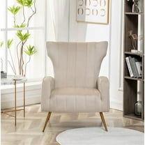 Kaleigh 27.56"W Velvet Sofa Chair with Metal Legs,Beige