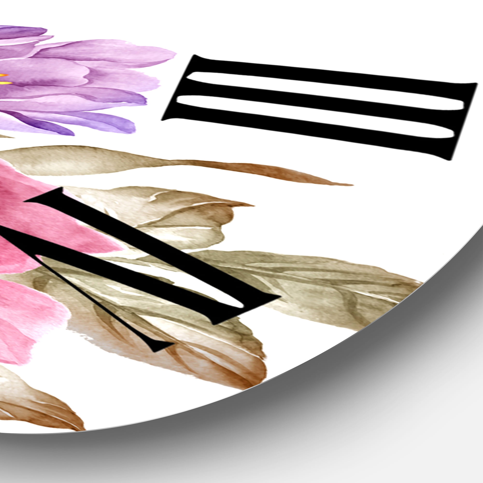 Designart 'Bouquet Of Pink And Purple Flowers I' Farmhouse Wall Clock