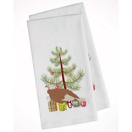 Hen Dish - Jersey Buff Turkey Hen Christmas White Kitchen Towel Set of 2 BB9351WTKT