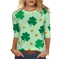 thumbnail image 2 of Ounisa Womens 3/4 Sleeve St. Patrick's Day T-Shirts Crew Neck Spring Graphic Tee Tops, 2 of 8