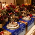 thumbnail image 3 of Deep Blue Snowflakes Christmas Cotton Linen Table Runner for Dining Kitchen, Winter Holiday Xmas Snowflake Wedding Outdoor Party Tablerunners Decor, Dresser Scarf Coffee Tablecloth Runners 13"x90", 3 of 9