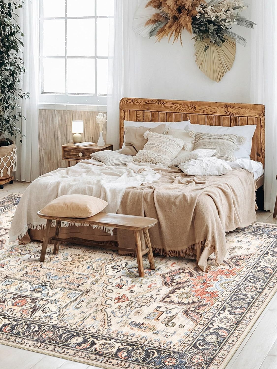 Tapis De Salon MOSISO 121x182cm – Fausse Laine Douce, Motif Papillons & Fleurs, Antidérapant Et Lavable - 5