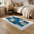 thumbnail image 2 of ODIKA 5'x7' Washable Area Rug Non-Slip, Low Pile, Stain Resistant Colorblock Contemporary Bold Mosaic Panels Field Striped Abstract Refined for Guest Room, Lounge, Apartment, 2 of 7