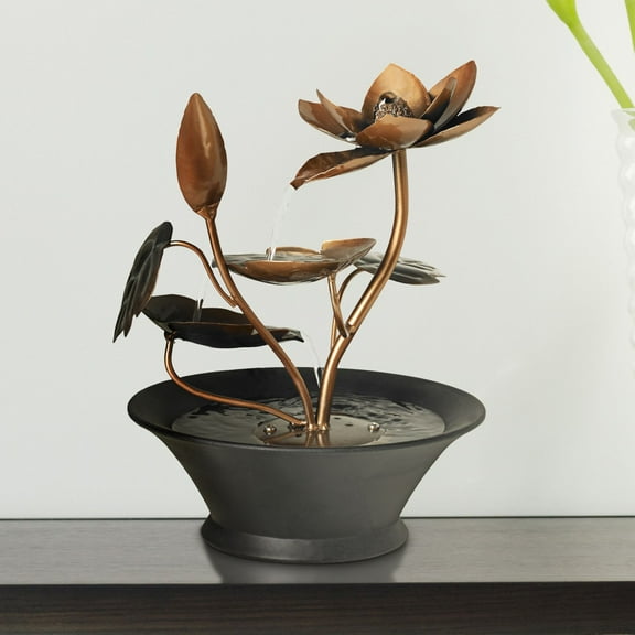 Ashton Begonia Flowers 10 1/4" High Small Zen Modern Indoor Decor Resin Tabletop Fountain Desk Relaxation